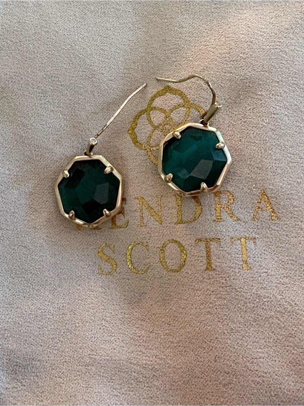 Kendra Scott Emerald Green Drop Earrings